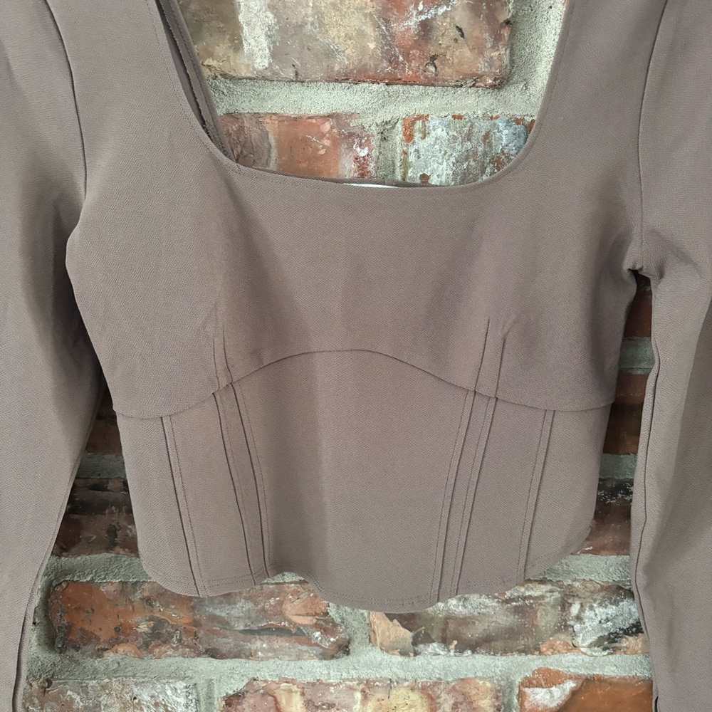 Abercrombie Corset Style Long Sleeve Crop Top Shirt, M - Picture 4 of 8